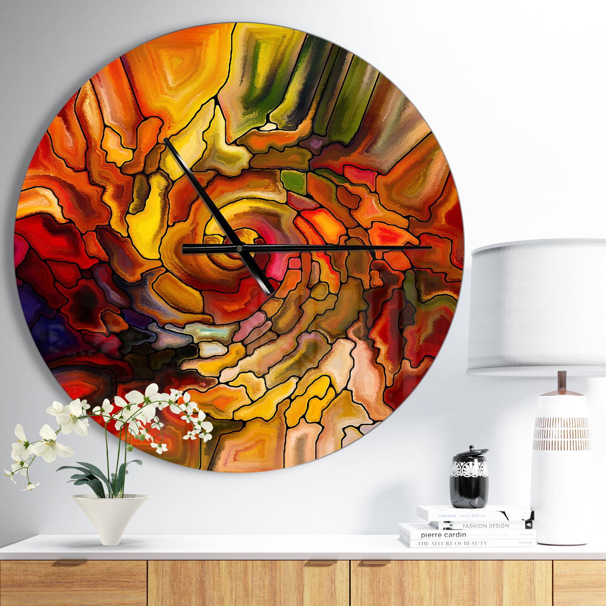Designart 'Parrot Tulips I On Ivory Farmhouse Multipanel Wall Clock
